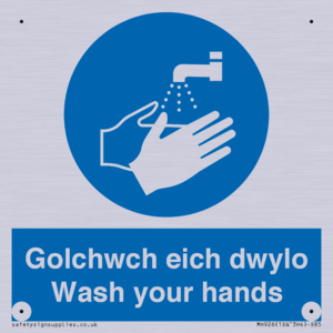 golchwch eich dwylo / wash your hands - safety sign